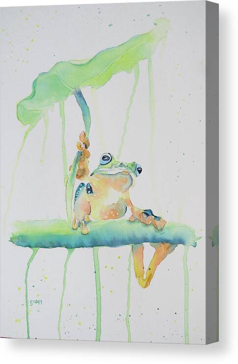 Frog Canvas Print featuring the painting Funky Frog by Sandie Croft