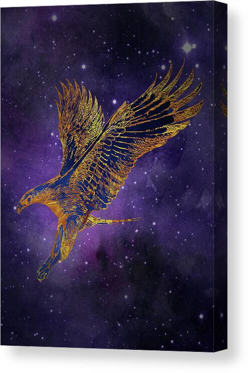 Hawk Canvas Print featuring the digital art Galaxy Hawk by Sambel Pedes