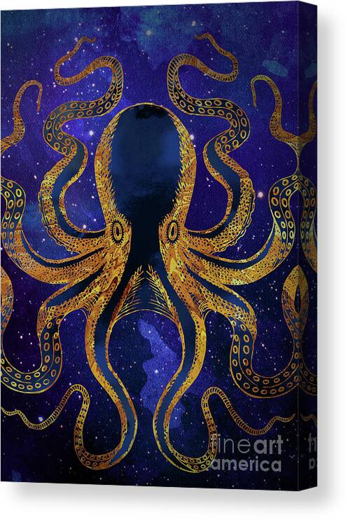Galaxy Canvas Print featuring the digital art Galaxy Octopus by Sambel Pedes