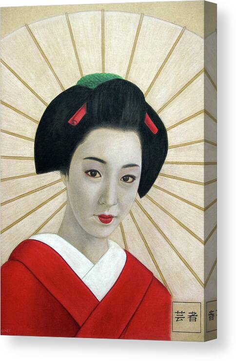 Geisha Canvas Print featuring the painting Geisha by Lynet McDonald