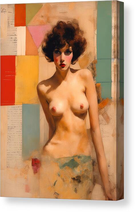 Model Canvas Print featuring the painting Gina Lollobrigida Portrait by My Head Cinema