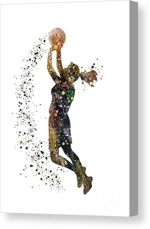 Basketball Canvas Print featuring the digital art Girl Basketball Player Watercolor by White Lotus