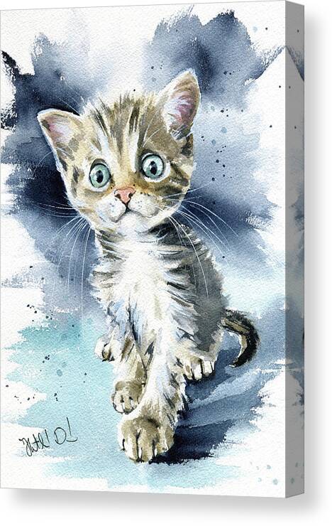 Cat Canvas Print featuring the painting Gizmo Kitten Painting by Dora Hathazi Mendes