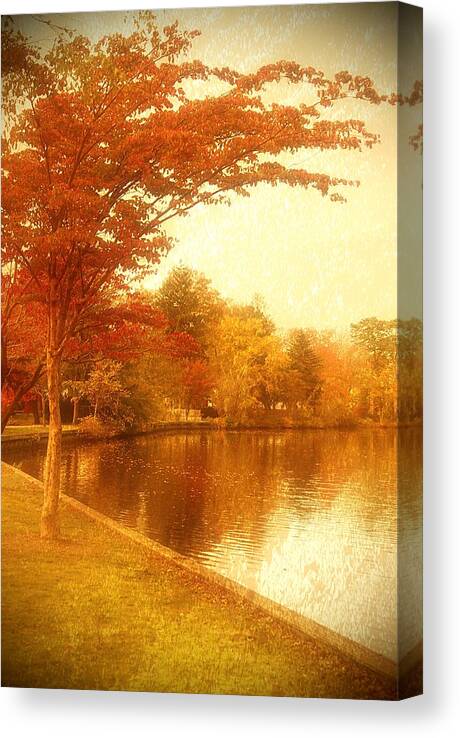 Autumn Canvas Print featuring the photograph Glorious Autumn - Lake Carasaljo by Angie Tirado