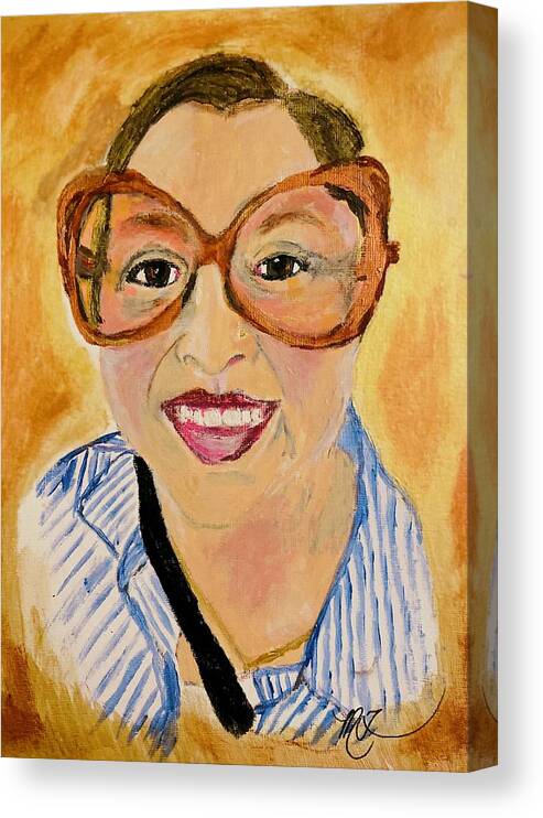 Latina Canvas Print featuring the painting Goofy Glasses by Melody Fowler