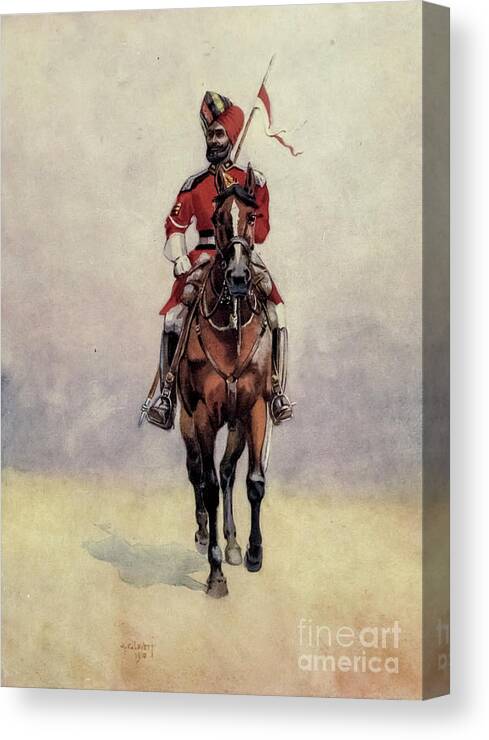 Armies Of India Canvas Print featuring the painting Governor's Bodyguard, Bombay Musalman Rajput q5 by Historic Illustrations