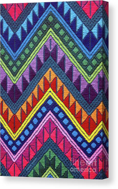 Guatemala Canvas Print featuring the photograph Guatemala textile photos - Guatemalan Diamonds II by Sharon Hudson