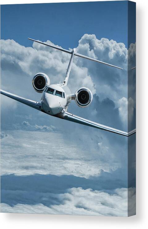 Gulfstream V Business Jet Canvas Print featuring the mixed media Gulfstream V Corporate Jet by Erik Simonsen