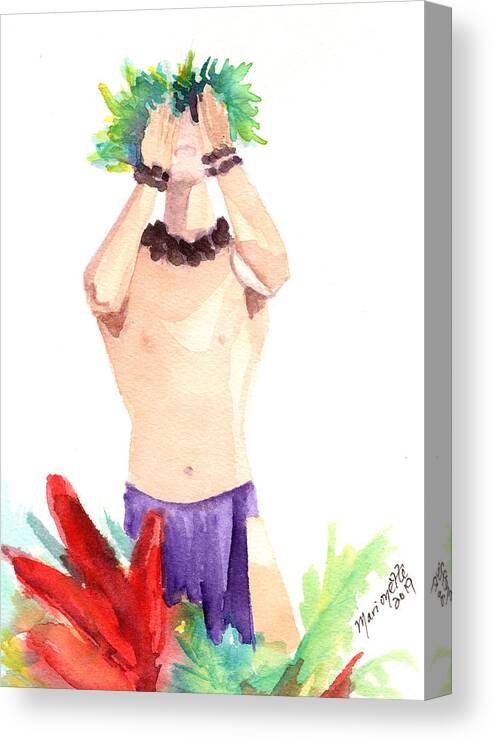 Hula Canvas Print featuring the painting Hawaiian Hula Dancer 2 by Marionette Taboniar