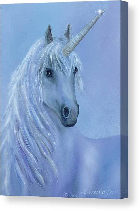 Unicorn Canvas Print featuring the painting Healing Unicorn by Sundara Fawn