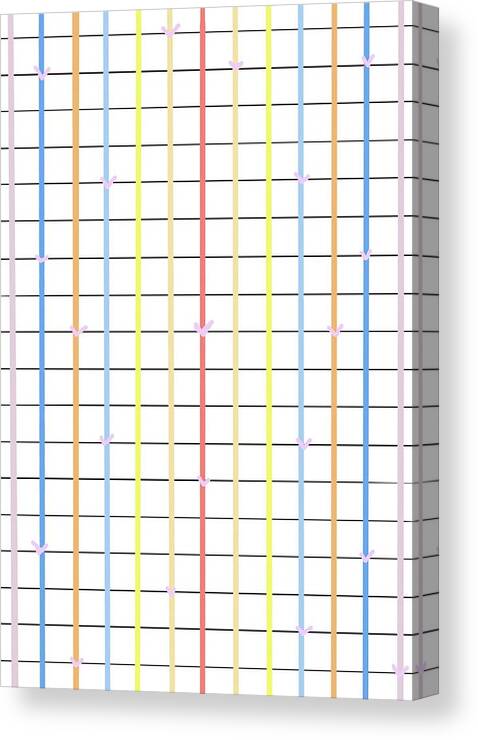 Pattern Canvas Print featuring the digital art Heart Rainbow Grid by Ashley Rice
