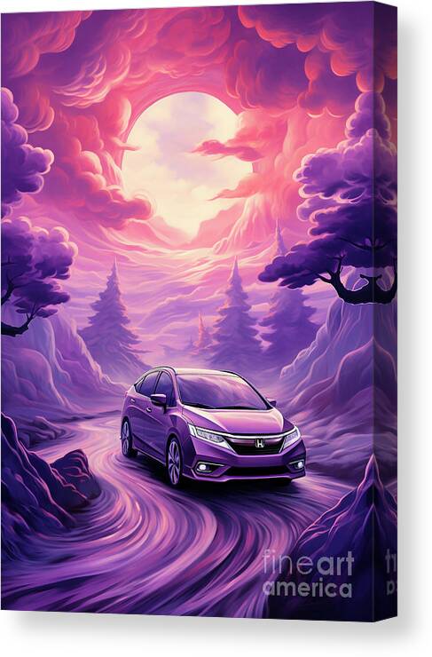 Vehicles Canvas Print featuring the drawing Honda Odyssey - Mystic Plum Family Adventure Van by Clark Leffler