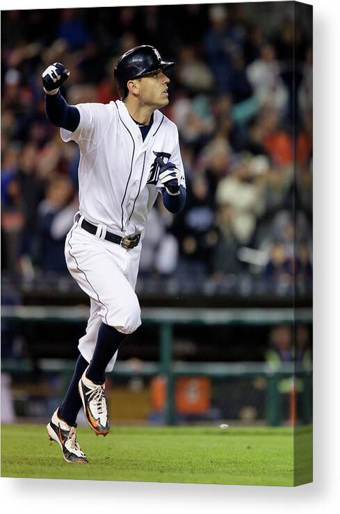 People Canvas Print featuring the photograph Ian Kinsler and Anthony Gose by Duane Burleson