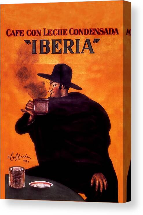 “leonetto Cappiello” Canvas Print featuring the digital art Iberia Coffee Advertising Poster by Patricia Keith