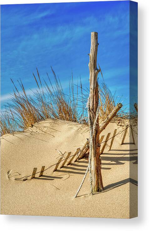 Sandy Hook Canvas Print featuring the photograph Intruders On Windswept Sand Dune by Gary Slawsky