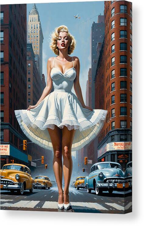 Painting Canvas Print featuring the painting Its up to you, New York New York by My Head Cinema