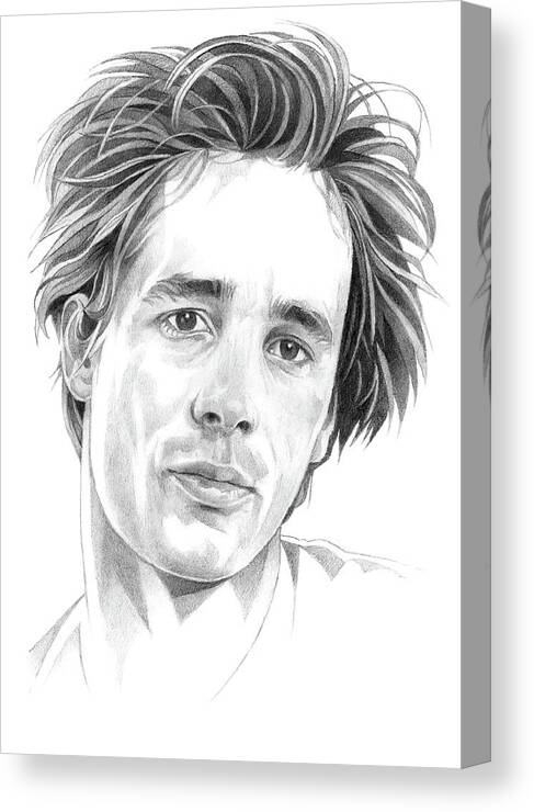 Monochrome Canvas Print featuring the drawing Jeff Buckley Pencil Drawing by Matthew Hack