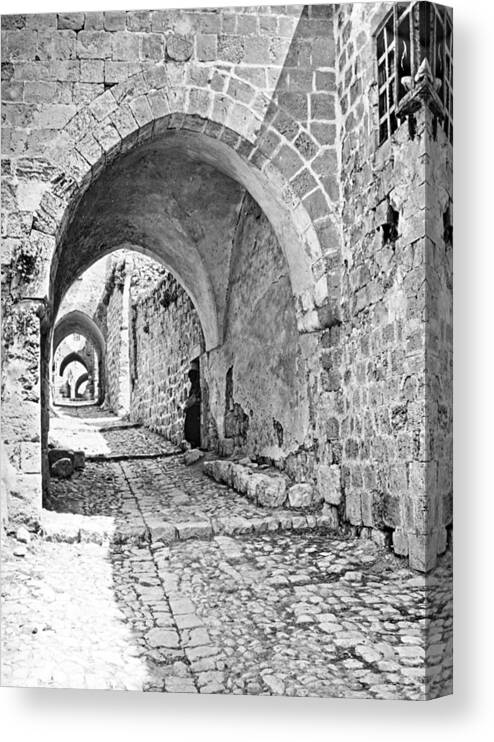 Jerusalem Canvas Print featuring the photograph Jerusalem Arches in 1910 by Munir Alawi