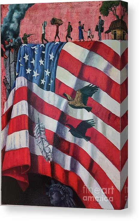 America Canvas Print featuring the painting Justice for All by Carlos Rodriguez