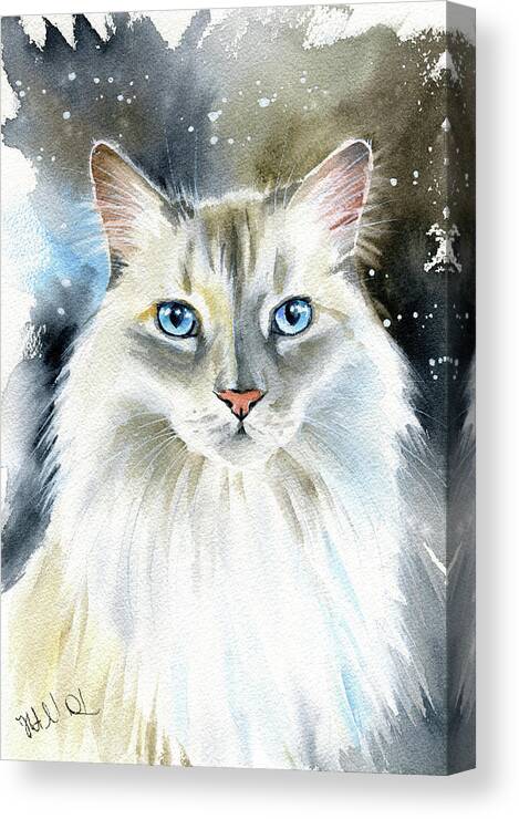 Cat Canvas Print featuring the painting Kate Fluffy Cat Painting by Dora Hathazi Mendes