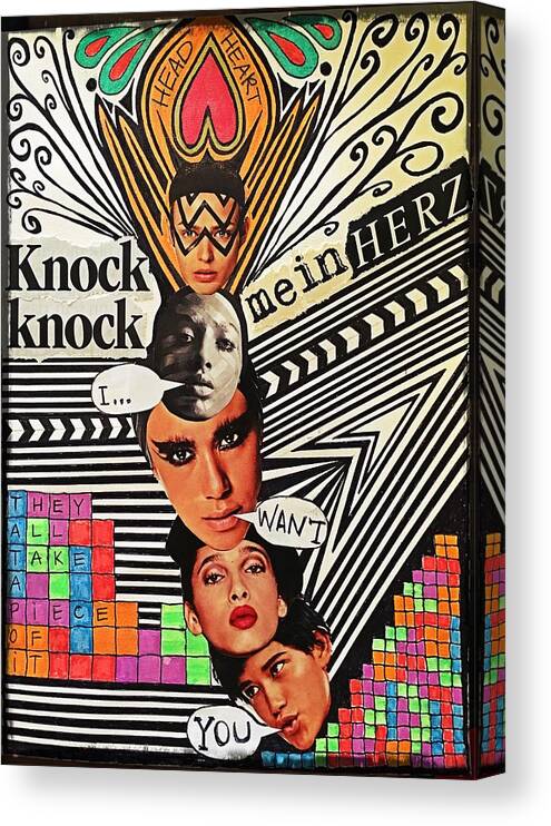 Collage Canvas Print featuring the digital art Knock Knock by Tanja Leuenberger