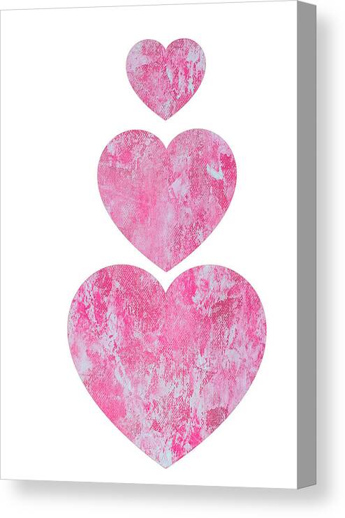 Hearts Canvas Print featuring the mixed media Lace Hearts in the Clouds by Moira Law