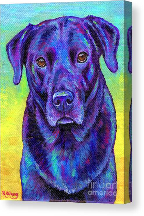 Labrador Retriever Canvas Print featuring the painting Larry the Labrador by Rebecca Wang