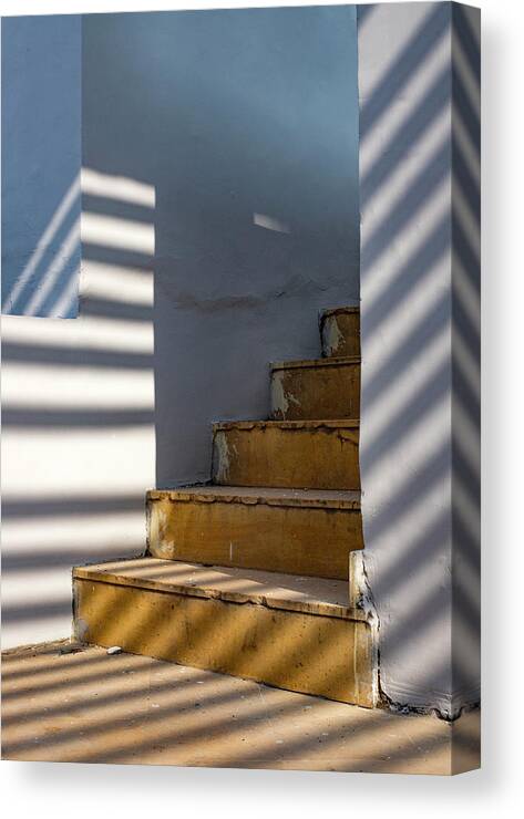 Light Canvas Print featuring the photograph Light and Shadow Staircase by Prakash Ghai