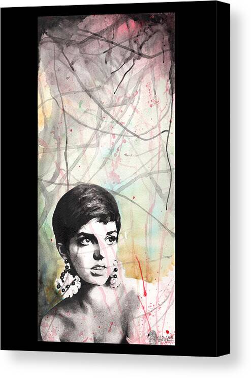 Portrait Canvas Print featuring the painting Lil' Liza - In Black by Tiffany DiGiacomo