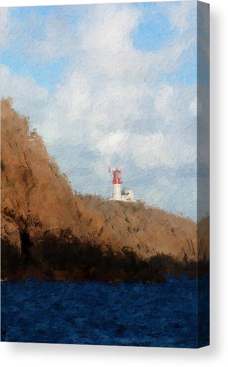 Lighthouse Canvas Print featuring the digital art Lindesnes lighthouse by Geir Rosset