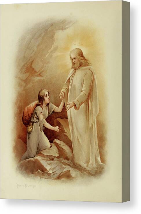 Look Up Canvas Print featuring the drawing Look up, Lift up 1890 - Christ by Frances Brundage