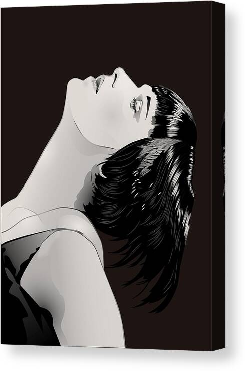 Louise Brooks Official Canvas Print featuring the digital art Louise Brooks in Berlin - Garnet Umber by Louise Brooks