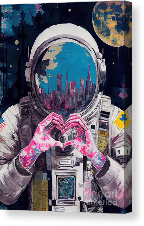 Astronaut Canvas Print featuring the painting Love You by N Akkash