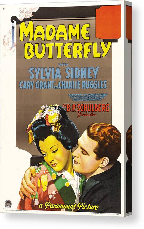 Sylvia Canvas Print featuring the mixed media ''Madame Butterfly'' - 1932 by Movie World Posters