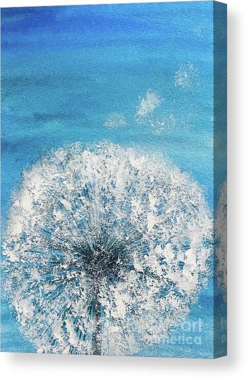 Dandelion Canvas Print featuring the mixed media Make a Wish by Lisa Neuman