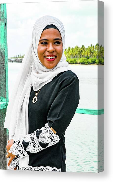 Malaysia Canvas Print featuring the photograph Shades Of Islam - Malaysian local woman, Sabah, Borneo by Earth And Spirit