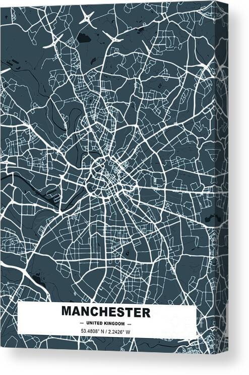 City Canvas Print featuring the digital art Manchester United Kingdom by Bo Kev