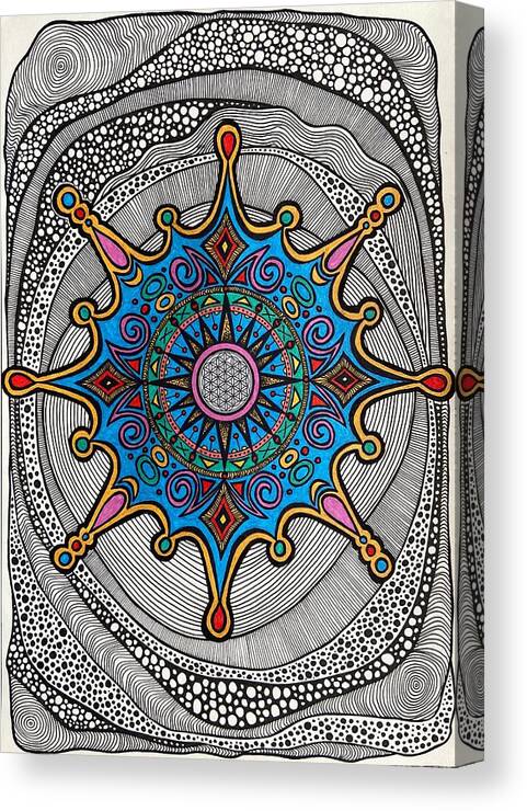 Mandala Canvas Print featuring the drawing Mandala by Tanja Leuenberger