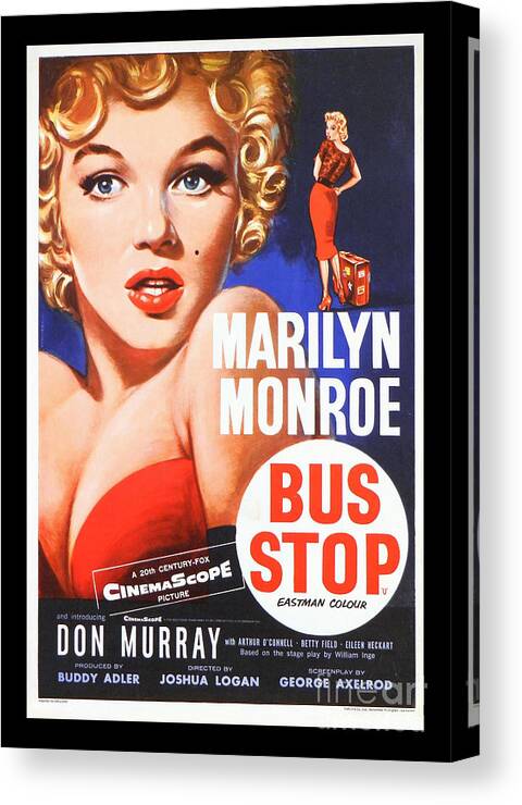 Marilyn Canvas Print featuring the photograph Marilyn Monroe Bus Stop Movie Poster by Action