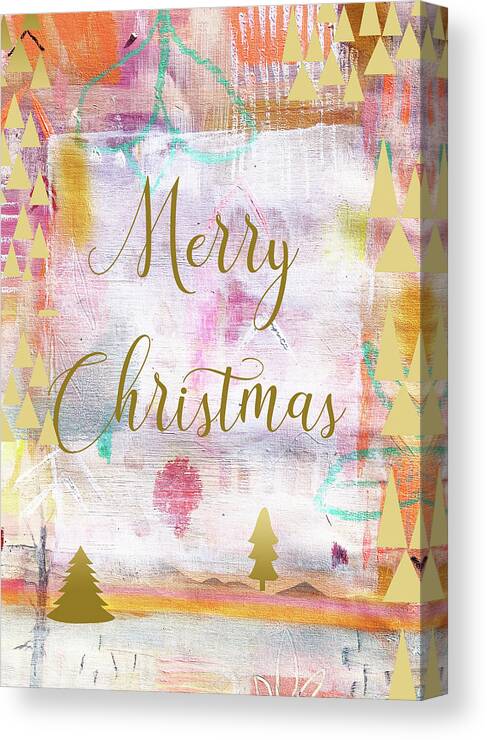 Merry Christmas Canvas Print featuring the mixed media Merry Christmas by Claudia Schoen