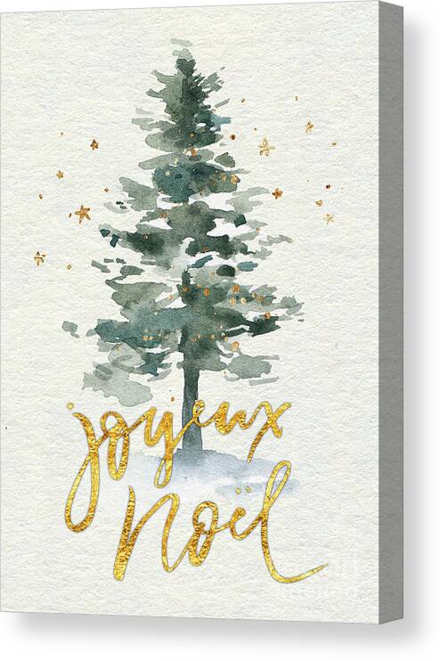 Merry Christmas Canvas Print featuring the painting Watercolor Christmas Tree by Modern Art
