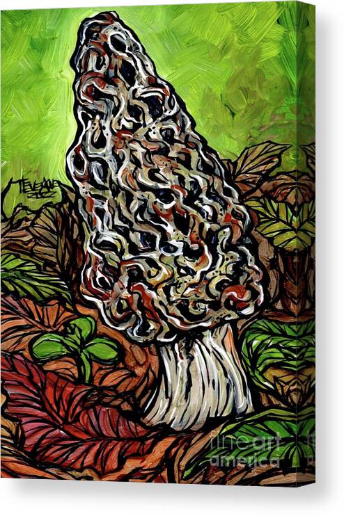 Morel Canvas Print featuring the painting Merry Morel by Tracy Levesque
