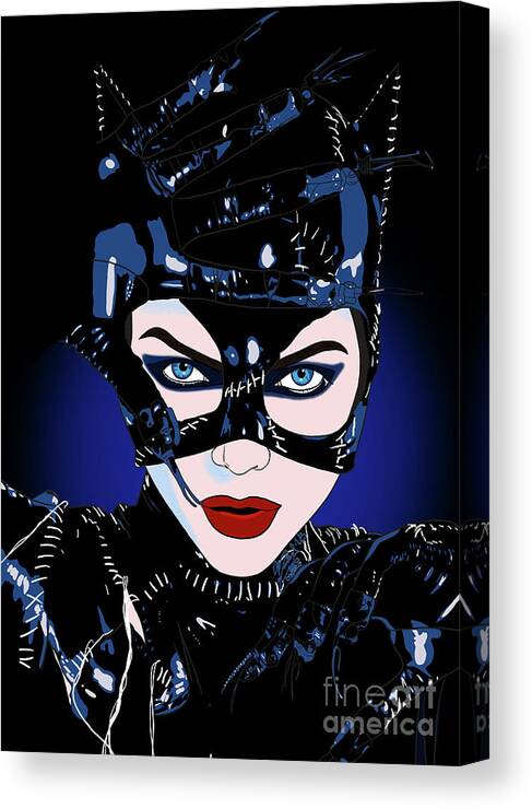 Michelle Pfeiffer Canvas Print featuring the digital art Michelle Pfeiffer Catwoman by Marisol VB