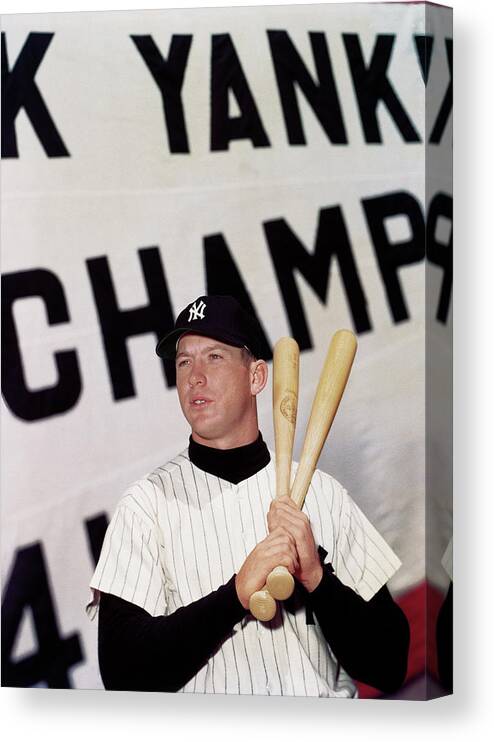 Mickey Mantle Canvas Print featuring the photograph Mickey Mantle 1961 by Paul Plaine