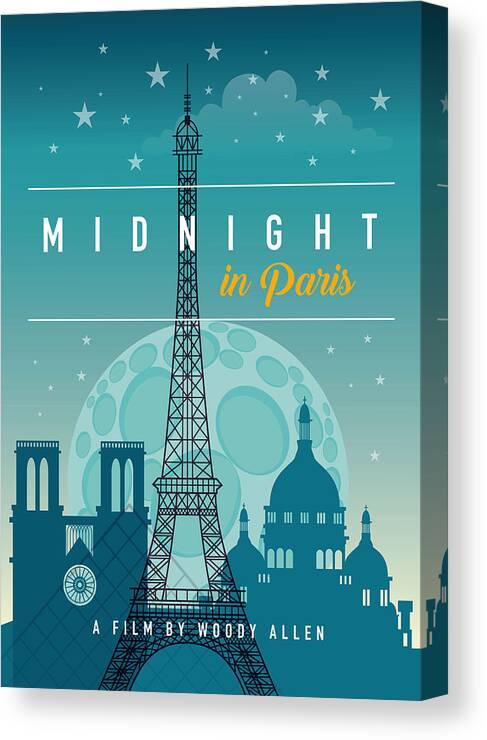 Movie Poster Canvas Print featuring the digital art Midnight in Paris - Alternative Movie Poster by Movie Poster Boy