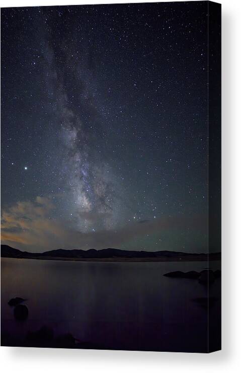 Milky Way Canvas Print featuring the photograph Milky Way Over 11 Mile by Bob Falcone