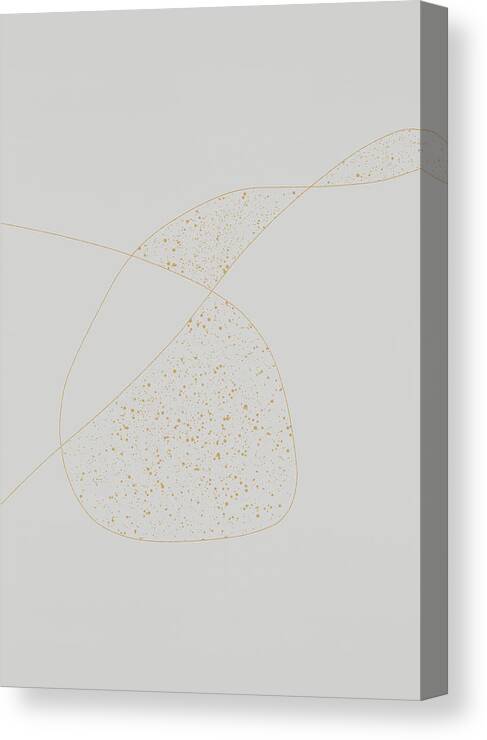 Abstract Canvas Print featuring the digital art Minimalist Grey and Orange Abstract Line Art by Kate Morton