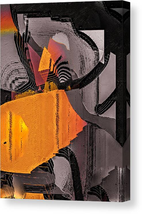 Abstract Canvas Print featuring the digital art Modern Industrial sunrise abstract by Silver Pixie