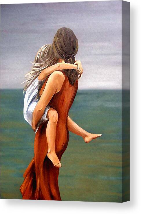 Figurative Canvas Print featuring the painting Mother and daughter by Natalia Tejera