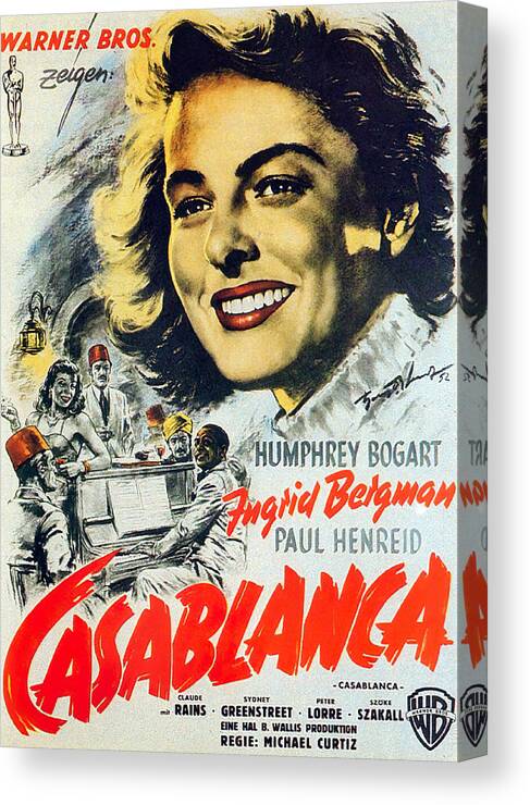 Hans Canvas Print featuring the mixed media ''Casablanca'', 1942 - art by Hans Otto Wendt by Movie World Posters